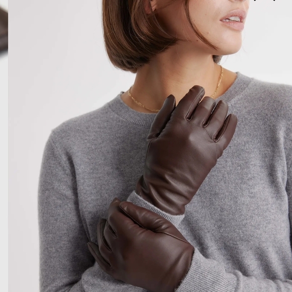 Quince Lamb Leather Cashmere Lined Gloves In Choclate - Picture 9 of 13
